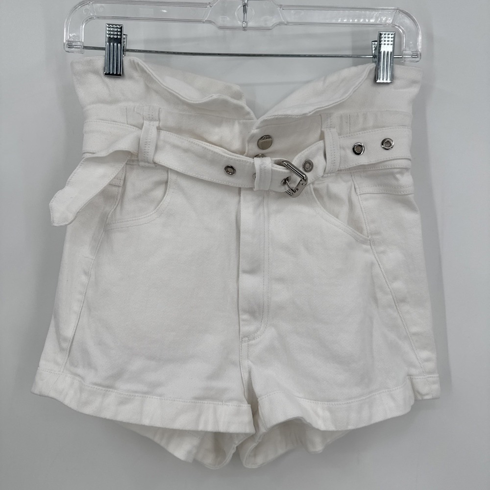 For Love And Lemons Moniker Denim Tailored White Shorts Women's Size Small RARE‎